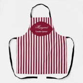 Elegant Burgundy White Stripe Pattern Custom Apron エプロン (正面)