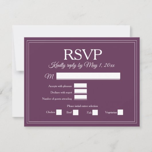 Elegant Burgundy Wine Berry Velvet Wedding RSVP (正面)