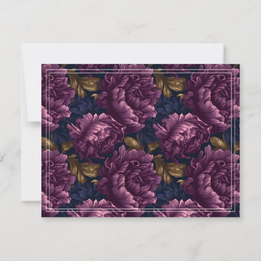 Elegant Burgundy Wine Berry Velvet Wedding RSVP (裏面)