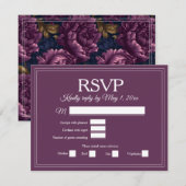 Elegant Burgundy Wine Berry Velvet Wedding RSVP (正面/裏面)