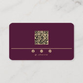 Elegant Burgundy Wine Gold Shiny Circle Monogram 名刺 (裏面)