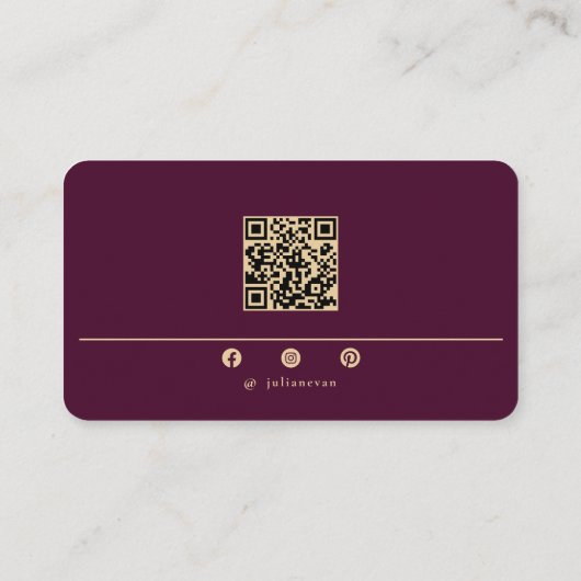 Elegant Burgundy Wine Gold Shiny Circle Monogram 名刺 (裏面)