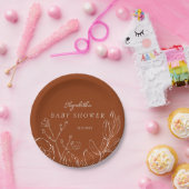 Elegant Burnt Orange Botanical Leaves  ペーパープレート (パーティー)