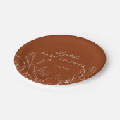 Elegant Burnt Orange Botanical Leaves  ペーパープレート (アングル)