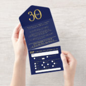 Elegant Business 30th Anniversary blue tear-off オールインワン招待状 (切り取り部)