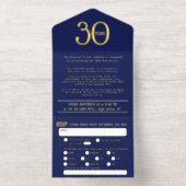 Elegant Business 30th Anniversary blue tear-off オールインワン招待状 (内側)