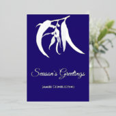 Elegant Business Botanical Christmas Blue Silver 箔シーズンカード (立ち正面)