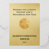 Elegant Business Gold Foil Black JOY Christmas 箔シーズンカード (裏面)