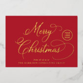 Elegant Business Logo Merry Christmas Red 箔シーズンカード (正面)