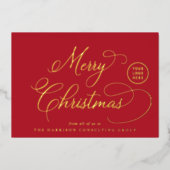 Elegant Business Logo Merry Christmas Red 箔シーズンカード (正面)