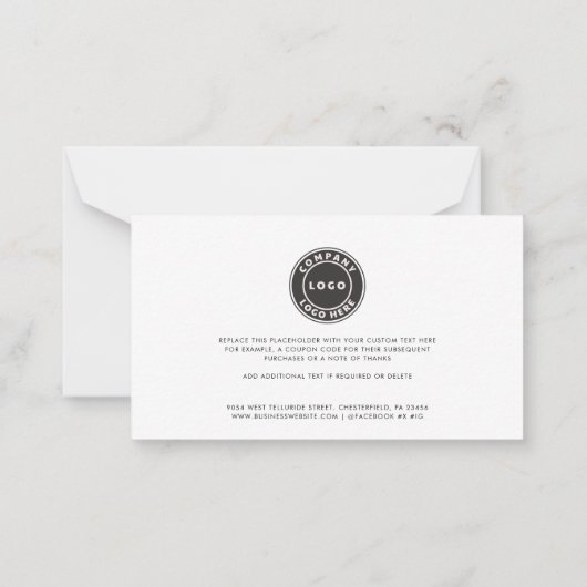 Elegant Business Logo Script Thank You ノートカード (裏面)