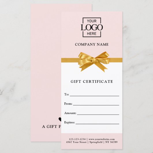 Elegant Business Personalized Gift Certificate (正面/裏面)