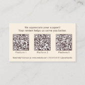 Elegant Business Review Request with QR Codes Boho 名刺 (裏面)
