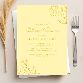 Elegant Butter Yellow Wedding Rehearsal Dinner 招待状