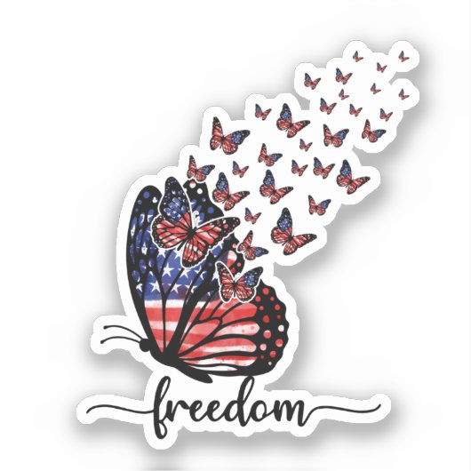 Elegant Butterflies | American Flag | Freedom シール (正面)