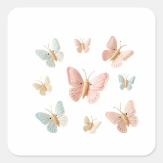 Elegant Butterflies Pattern – Butterfly Sticker スクエアシール