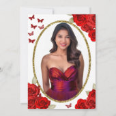 Elegant Butterflies Red Roses 18th Birthday Debut 招待状 (裏面)