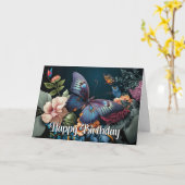 Elegant Butterfly Art Happy Birthday カード (黄色い花)