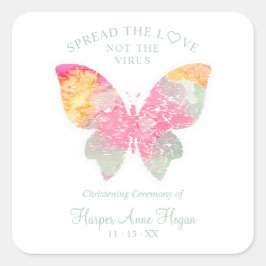 Elegant Butterfly Baby Christening Sanitizer Hand スクエアシール