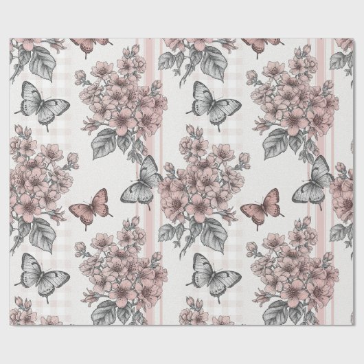 Elegant Butterfly Blossom (1) ラッピングペーパー (フラット)