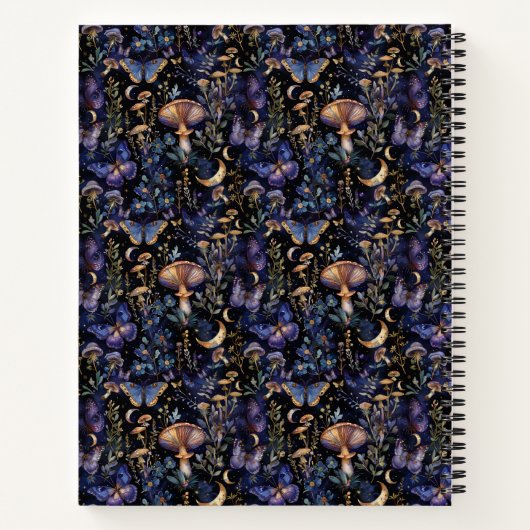 Elegant Butterfly Botanical Night Pattern ノートブック (裏面)