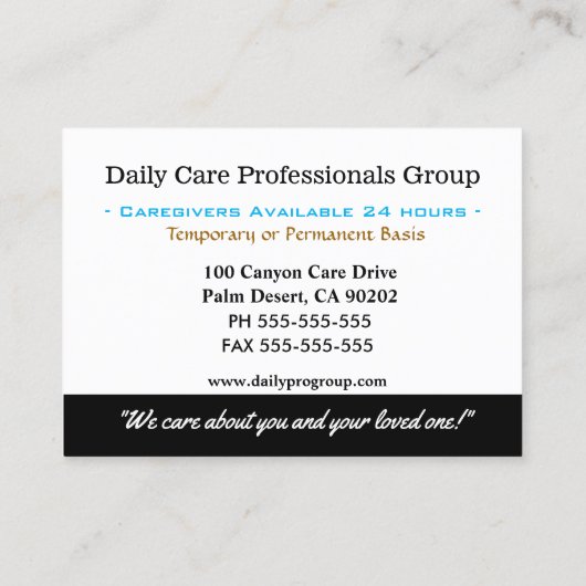 Elegant Butterfly Caregiver Trusting Professional  名刺 (裏面)