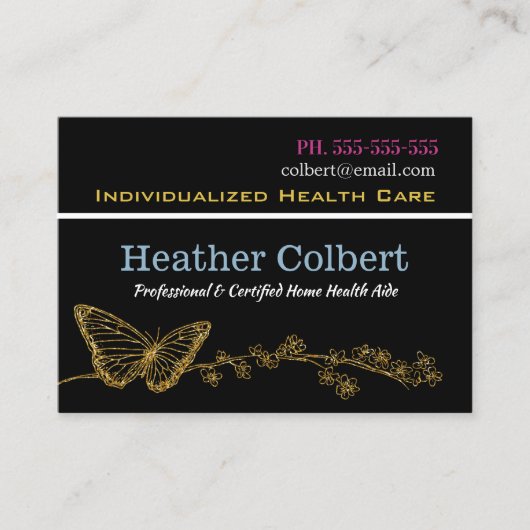 Elegant Butterfly Caregiver Trusting Professional  名刺 (正面)