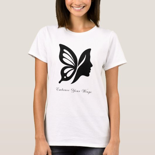 Elegant Butterfly & Face Silhouette Embrace Your W Tシャツ (正面)