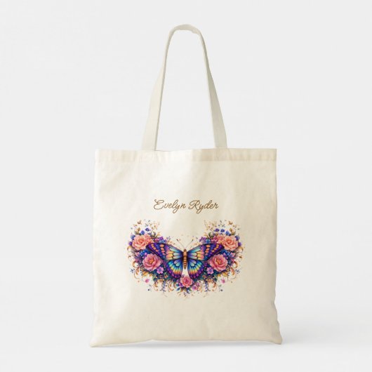 Elegant Butterfly Floral – Colorful Boho Art トートバッグ (裏面)