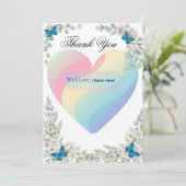 Elegant Butterfly Floral Heart Wedding Thank You サンキューカード (スタンド正面)