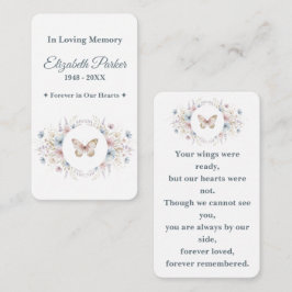 Elegant Butterfly Memorial Prayer Card Template ノートカード