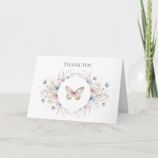 Elegant Butterfly Memorial Thank You Card サンキューカード (正面)
