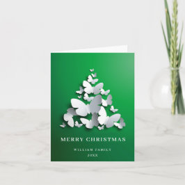 Elegant Butterfly Monarch Christmas Tree Greeting シーズンカード