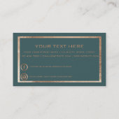 Elegant cadet green rose gold VIP card club member 名刺 (裏面)