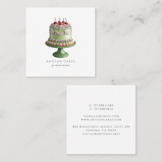 Elegant Cake Bakery  スクエア名刺 (正面/裏面)