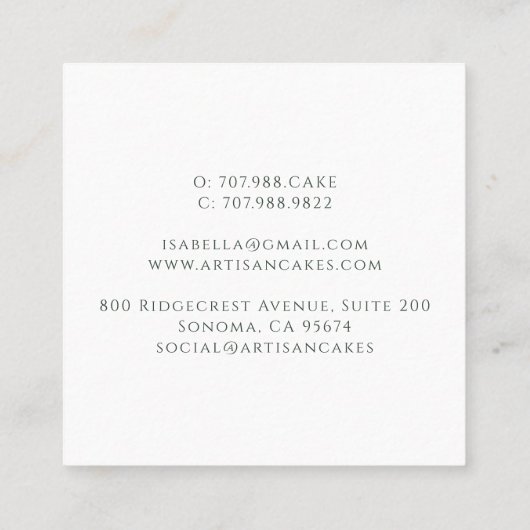 Elegant Cake Bakery  スクエア名刺 (裏面)