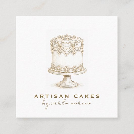 Elegant Cake Bakery Business Card スクエア名刺 (正面)