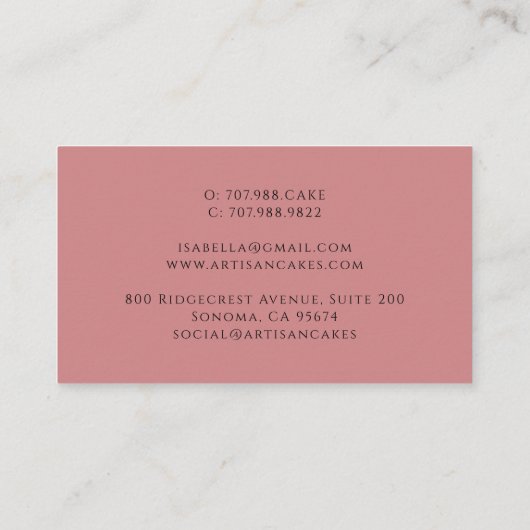 Elegant Cake Bakery Dusty Blush Pink 名刺 (裏面)