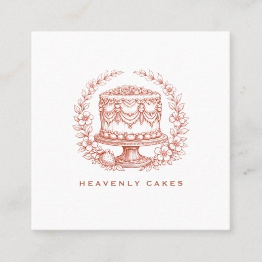 Elegant Cake Bakery Logo スクエア名刺 (正面)
