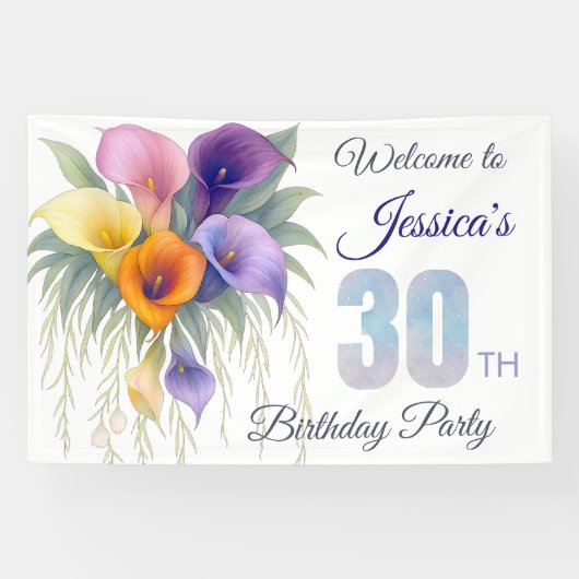 Elegant Calla Lily 30th Birthday Milestone 横断幕 (横)