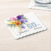 Elegant Calla Lily 60th Birthday Milestone ペーパーコースター (アングル)