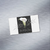 Elegant Calla Lily Black and White Silver Swirl マグネット名刺 (インサイチュ)