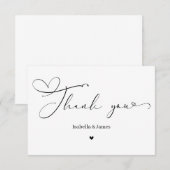 Elegant Calligraph Simple Heart Wedding  サンキューカード (正面/裏面)