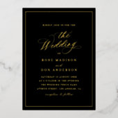 Elegant calligraphy black and gold wedding 箔招待状 (正面)