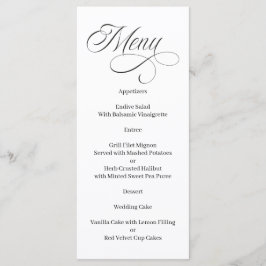 Elegant Calligraphy Black and White Menu メニュー