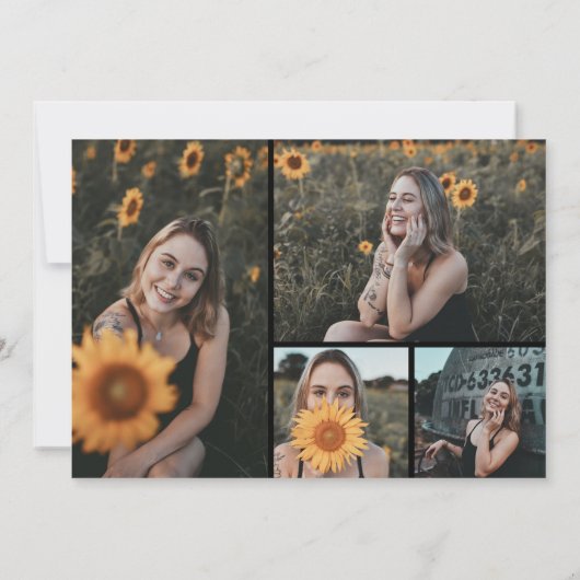 Elegant Calligraphy Black Birthday Photo 招待状 (裏面)