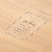 Elegant calligraphy black text wedding アクリル招待状 (レイダウン)