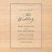 Elegant calligraphy black text wedding アクリル招待状 (正面)