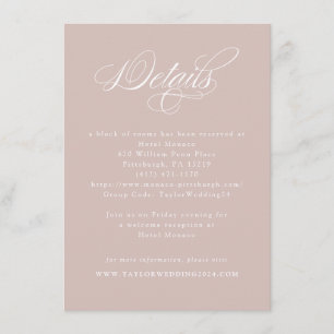 Elegant Calligraphy Blush Wedding Details エンクロージャーカード