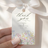 Elegant Calligraphy Boho Wildflowers Wedding ギフトタグ